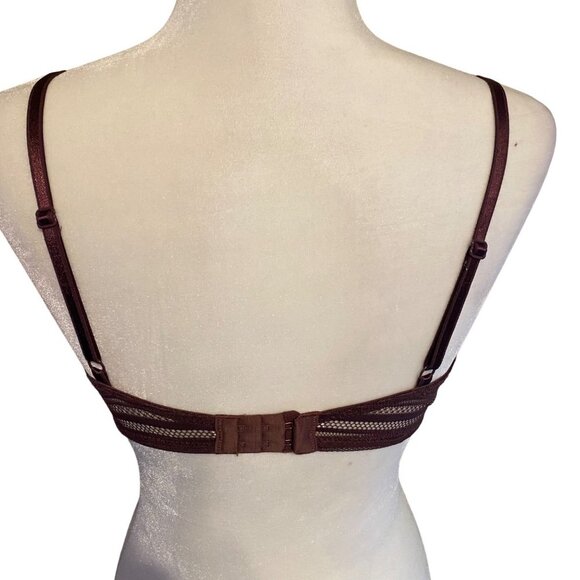 Auden Women Wine Purple Lace Underwire Plunge Coverage Push-Up Bra Sz 34B - Picture 3 of 7